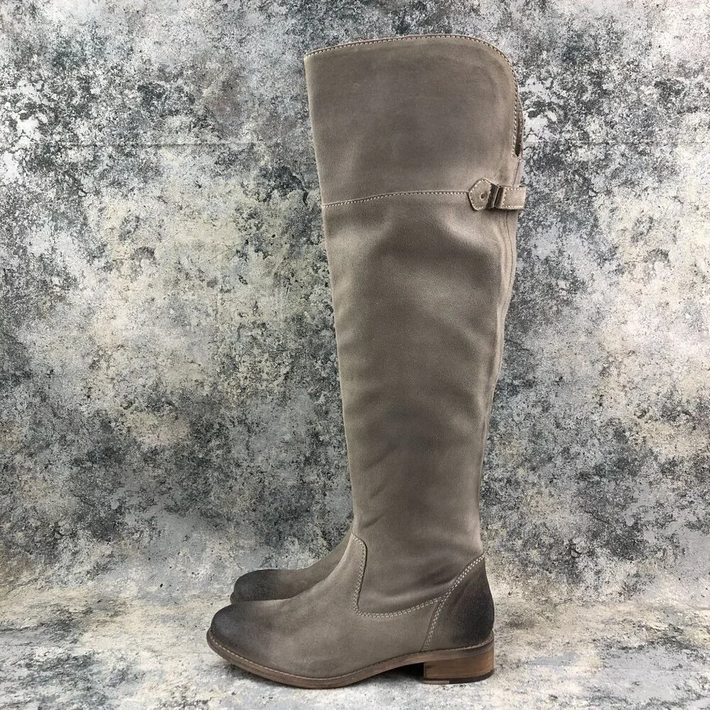 Diba True Women's Size 7 Rainy Nights Grey Suede Partial Side Zip Tall OTK Boots